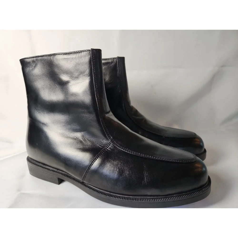 Men's Black Leather Zip Ankle Boots